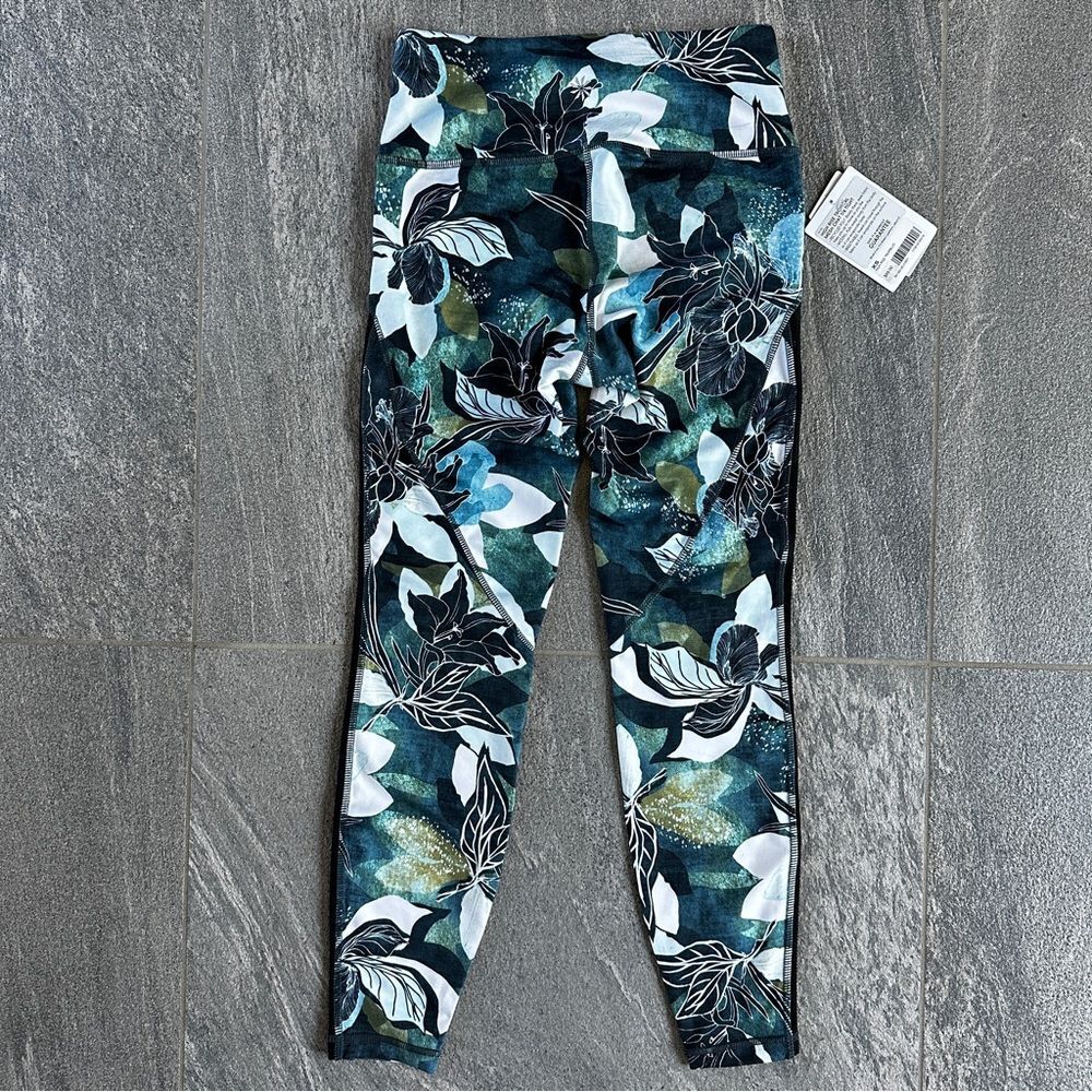 NWT Athleta Leafy Floral High Rise Tropical Mesh Chaturanga 7/8 Leggings XS - Picture 7 of 16